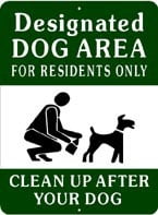 Sign: Designated Dog Area